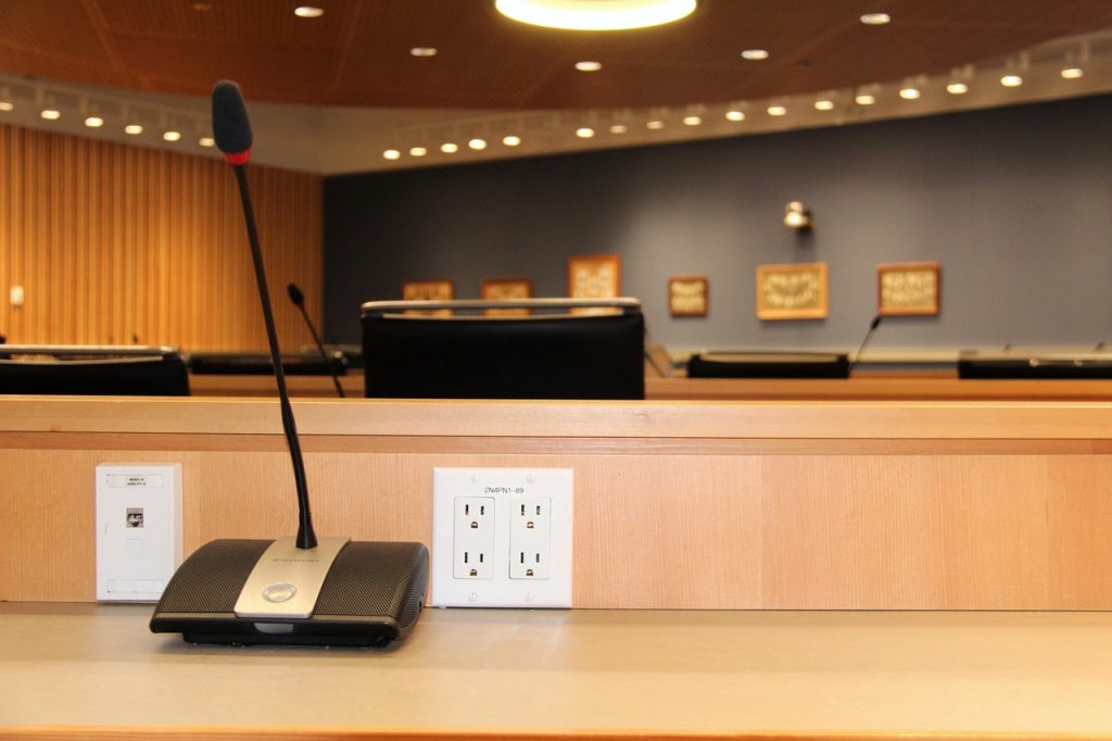 Electrical outlet next to a microphone